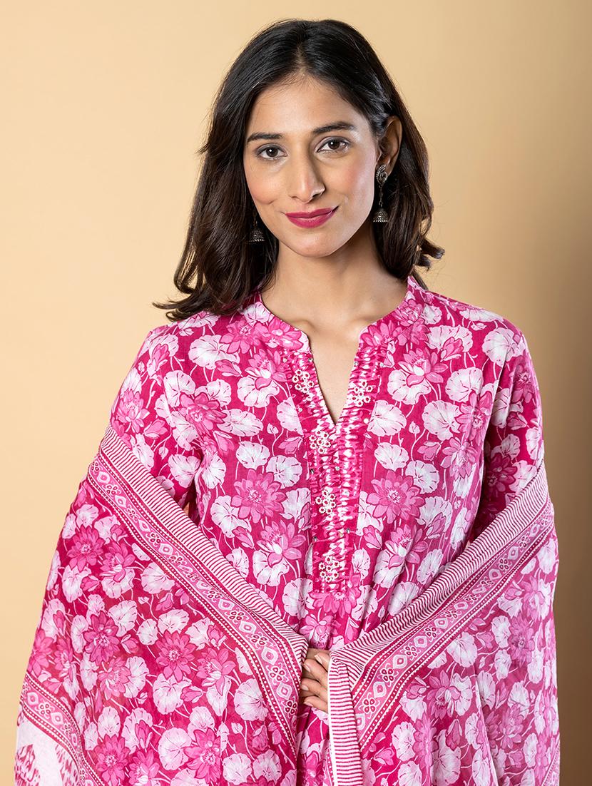 women three quarter sleeve kurta pant with dupatta set - 21962311 - Standard Image - 4