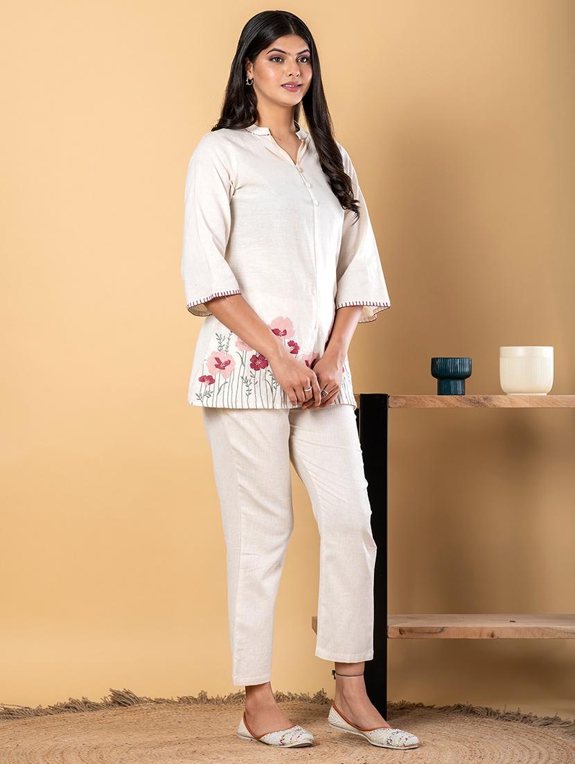 women three quarter sleeve ethnic co-ord set - 21962326 - Standard Image - 1