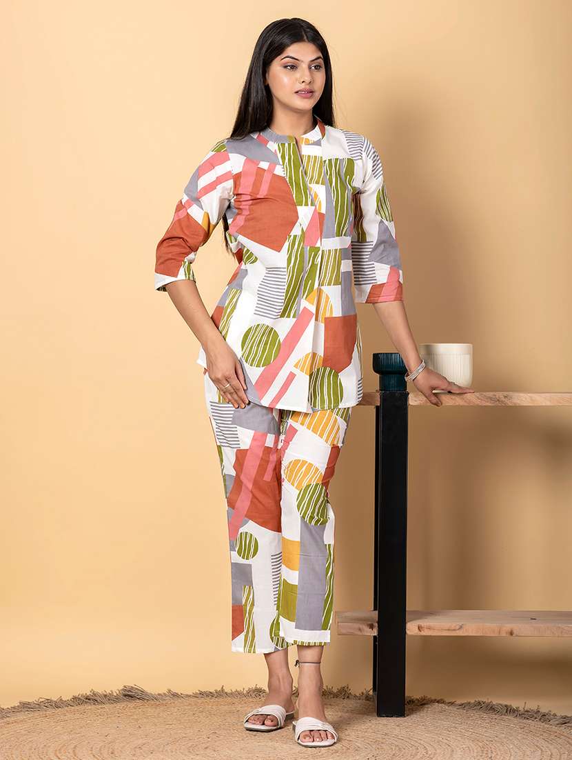 women three quarter sleeve ethnic co-ord set - 21962339 -  Standard Image - 1