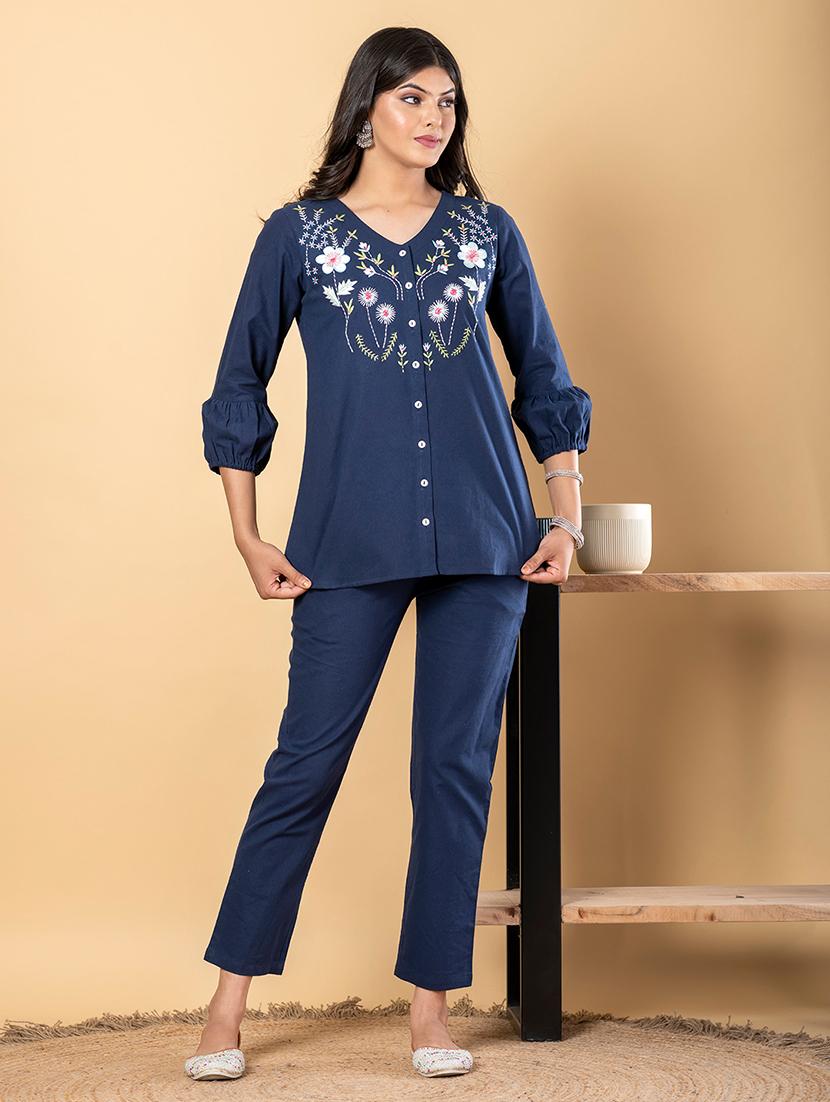 women three quarter sleeve ethnic co-ord set - 21962345 - Standard Image - 1
