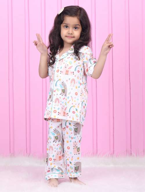 girls printed short sleeve nightwear pyjama set