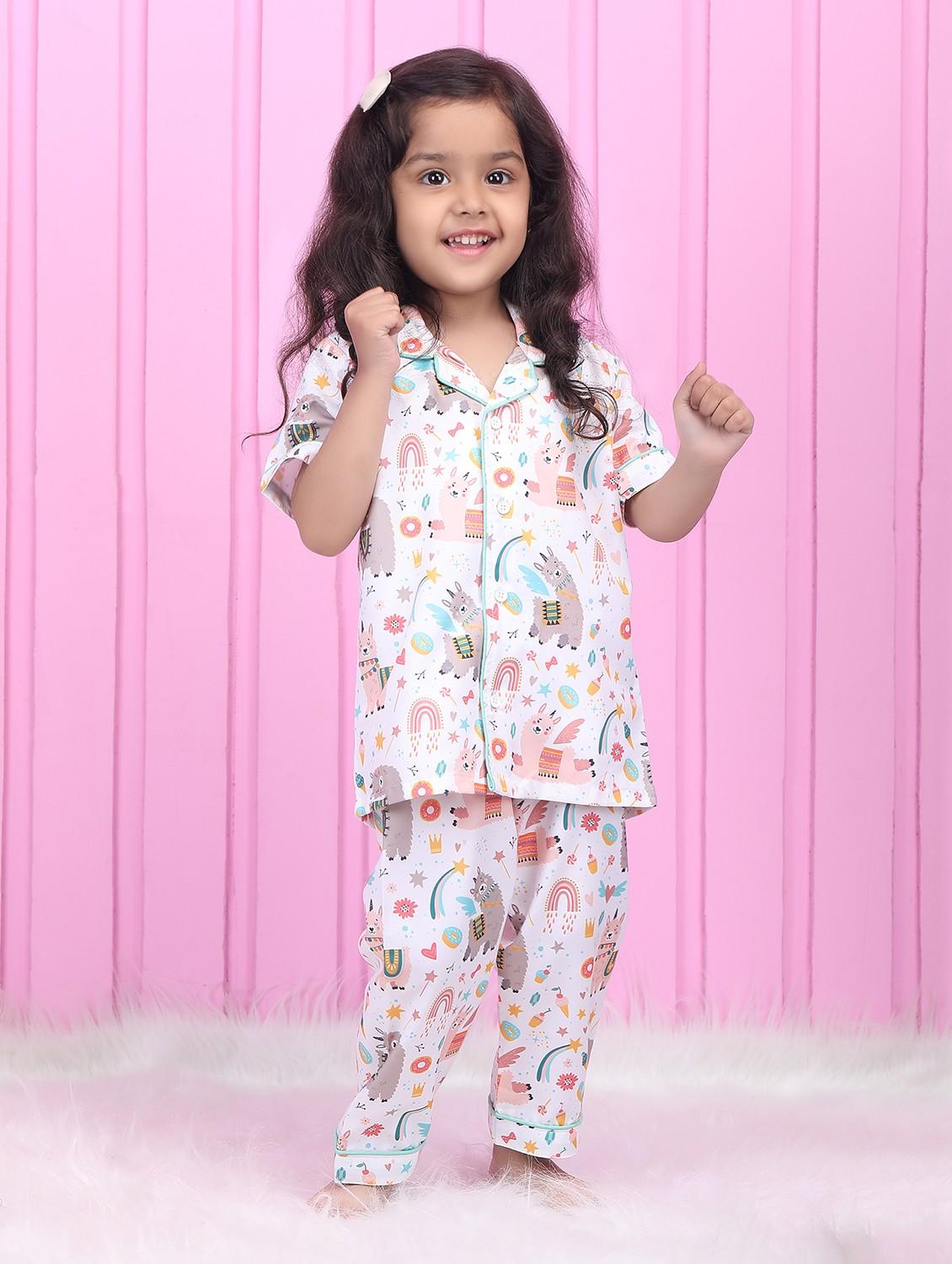 girls printed short sleeve nightwear pyjama set - 21962401 - Standard Image - 1
