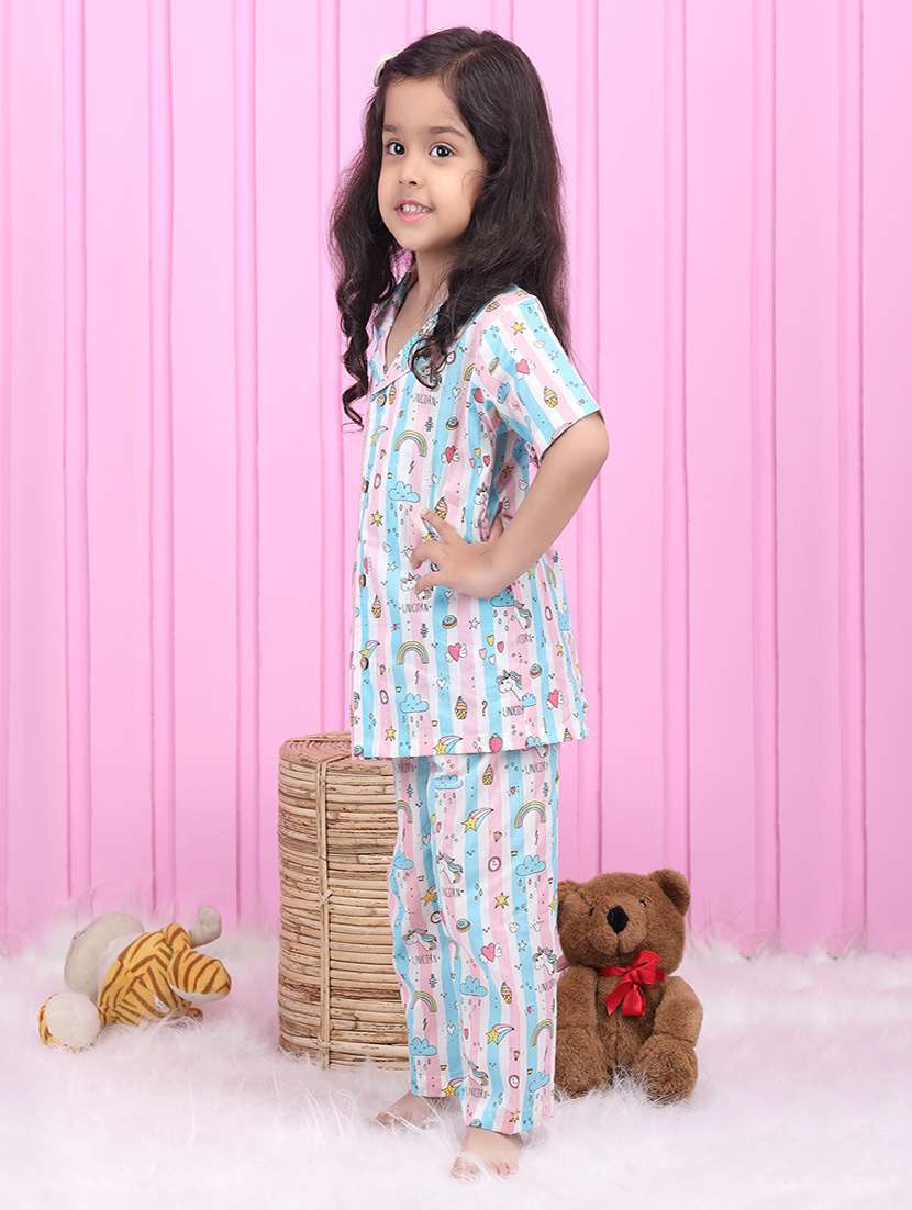 girls printed short sleeve nightwear pyjama set - 21962402 - Standard Image - 1