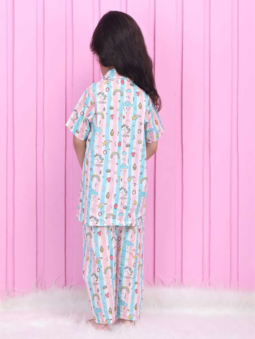 girls printed short sleeve nightwear pyjama set - 21962402 - Standard Image - 4