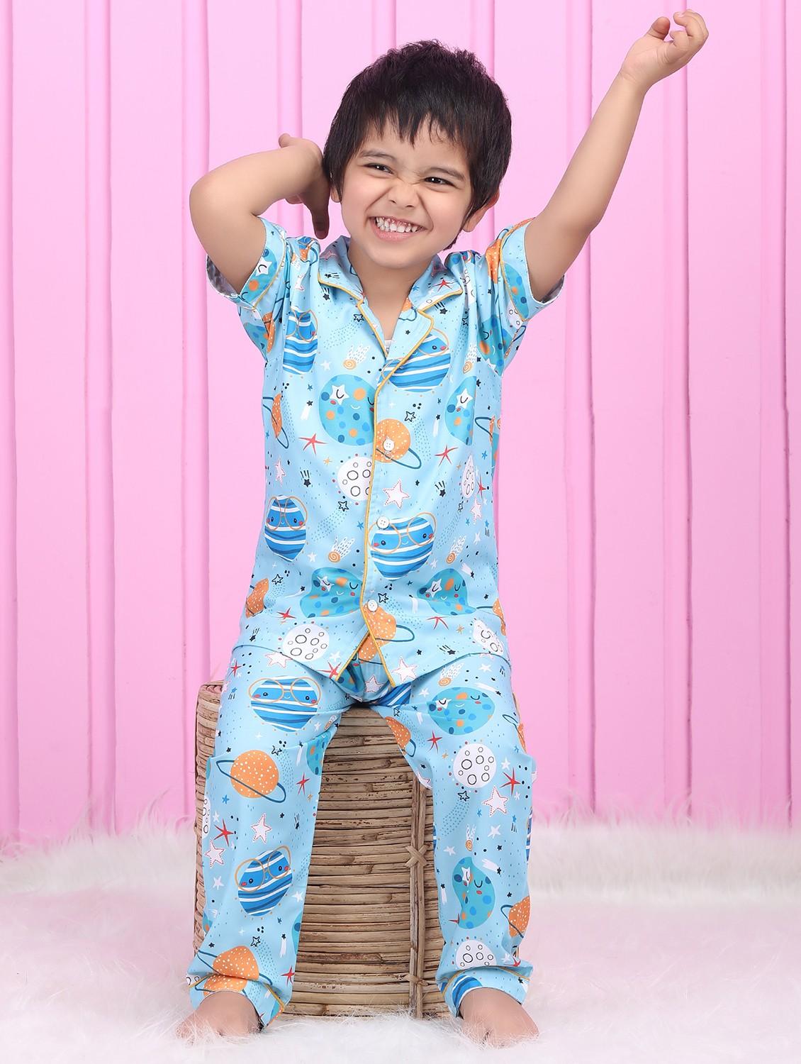 boys printed short sleeve nightwear pyjama set