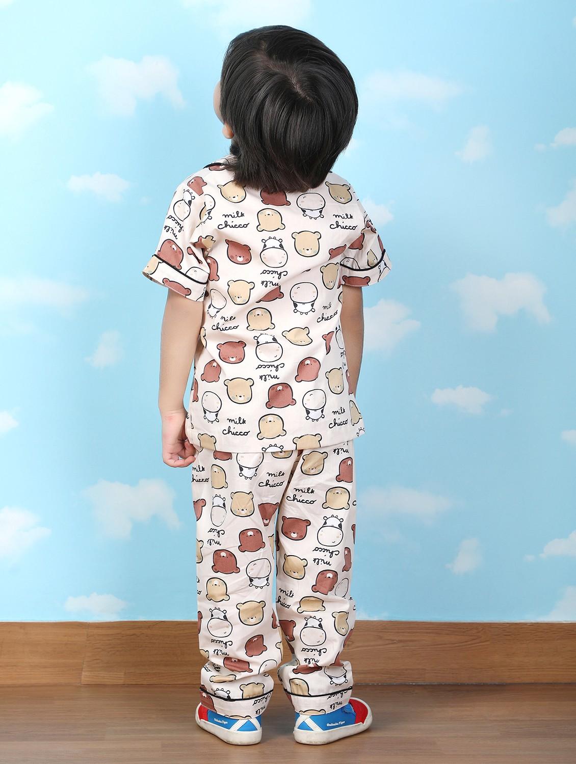 animal print cotton brown pyjama set - 21962409 - Standard Image - 4