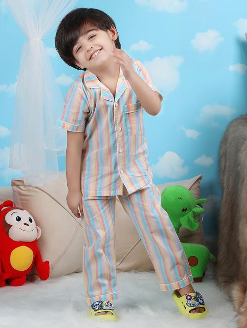 boys striped short sleeve nightwear pyjama set