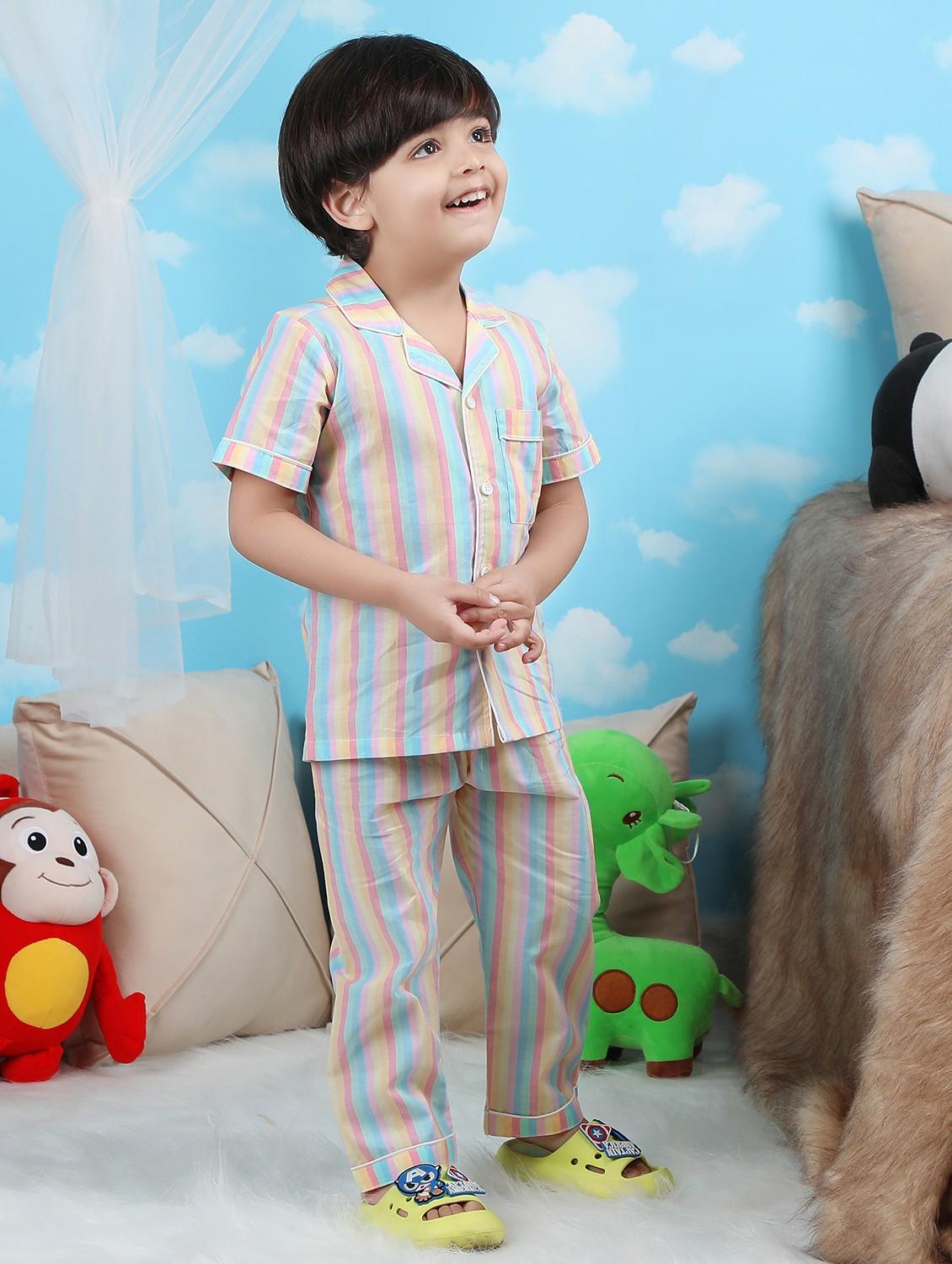 boys striped short sleeve nightwear pyjama set - 21962410 -  Standard Image - 1