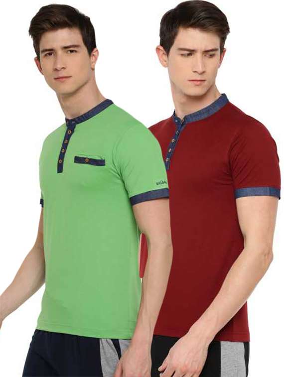 men pack of 2 solid short sleeve slim fit t-shirt - 21962430 -  Standard Image - 1