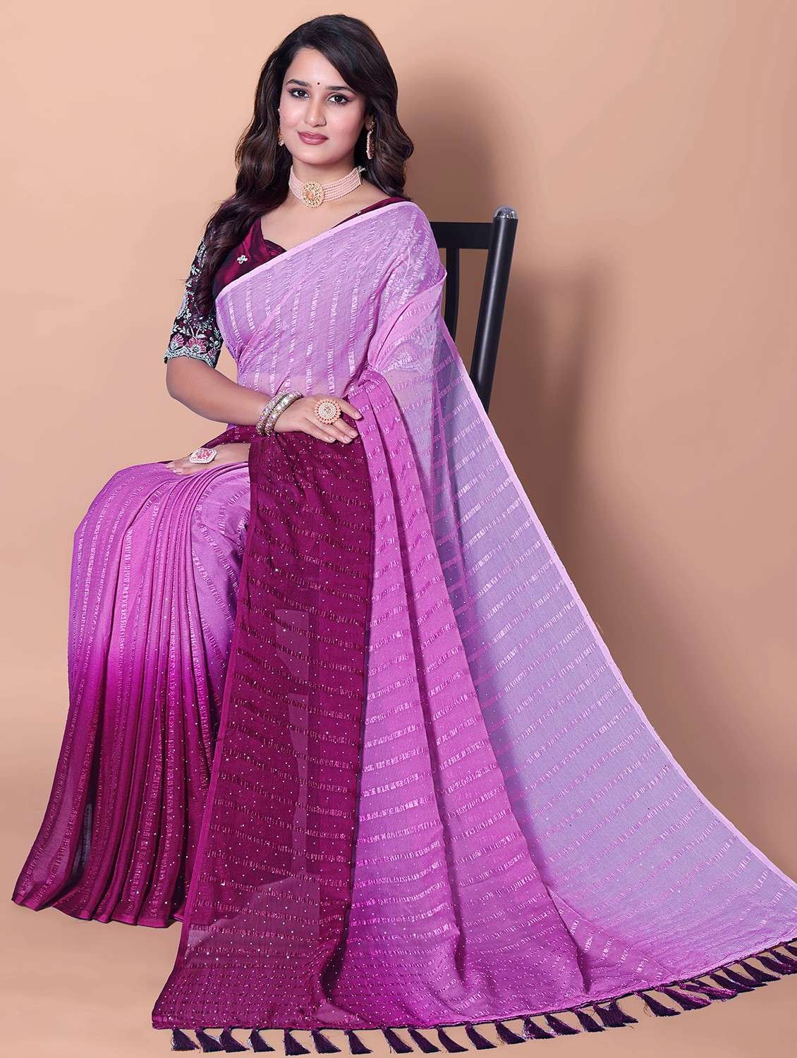 women ombre printed saree with blouse - 21962469 -  Standard Image - 1