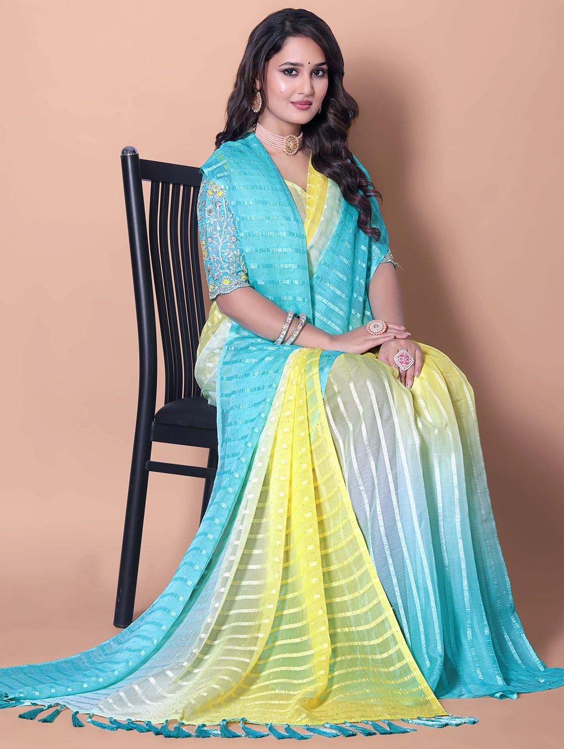 women ombre printed saree with blouse - 21962471 -  Standard Image - 1