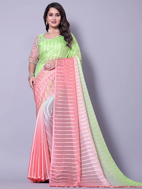 women ombre printed saree with blouse - 21962473 - Standard Image - 0