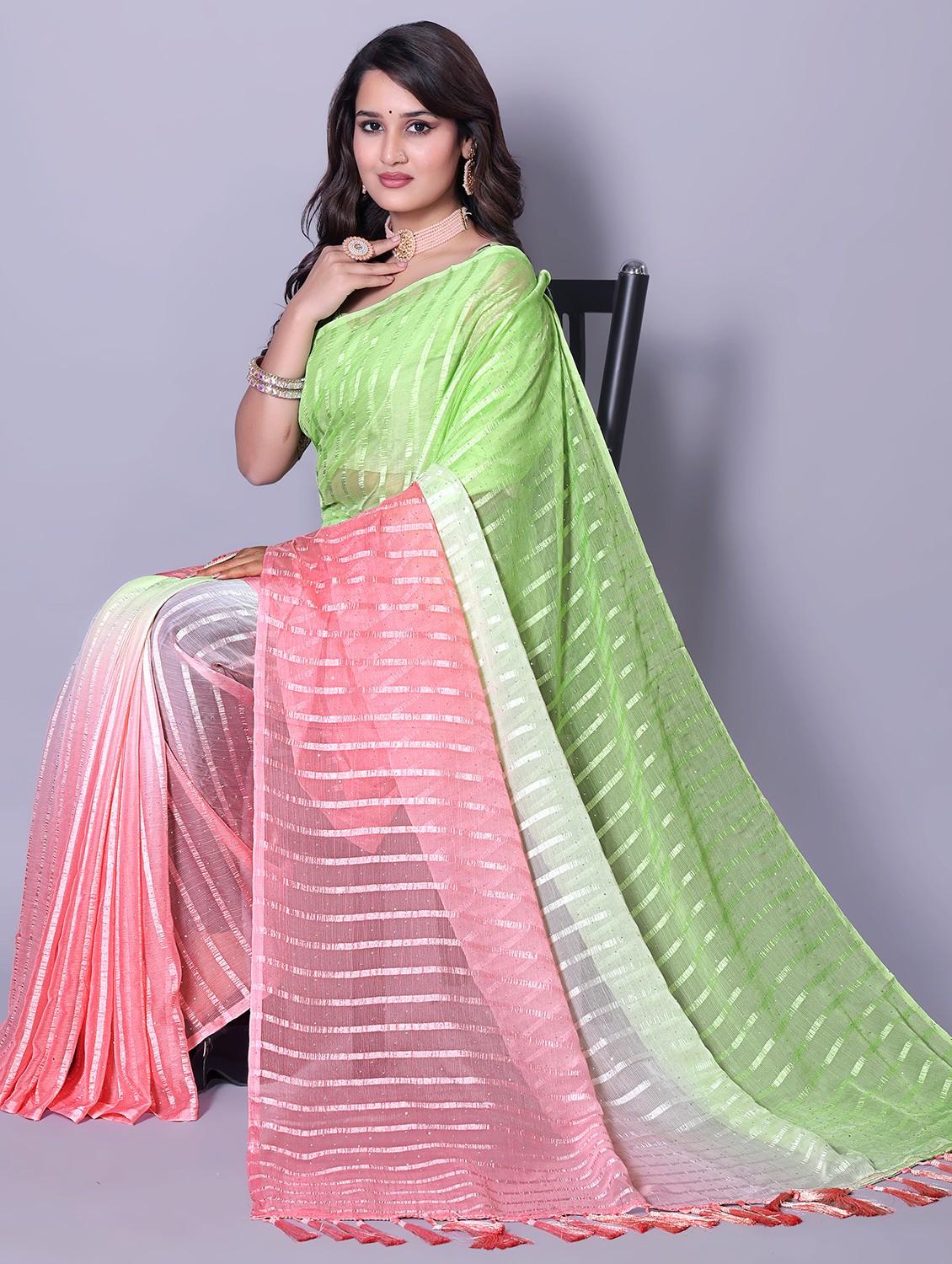 women ombre printed saree with blouse - 21962473 - Standard Image - 1