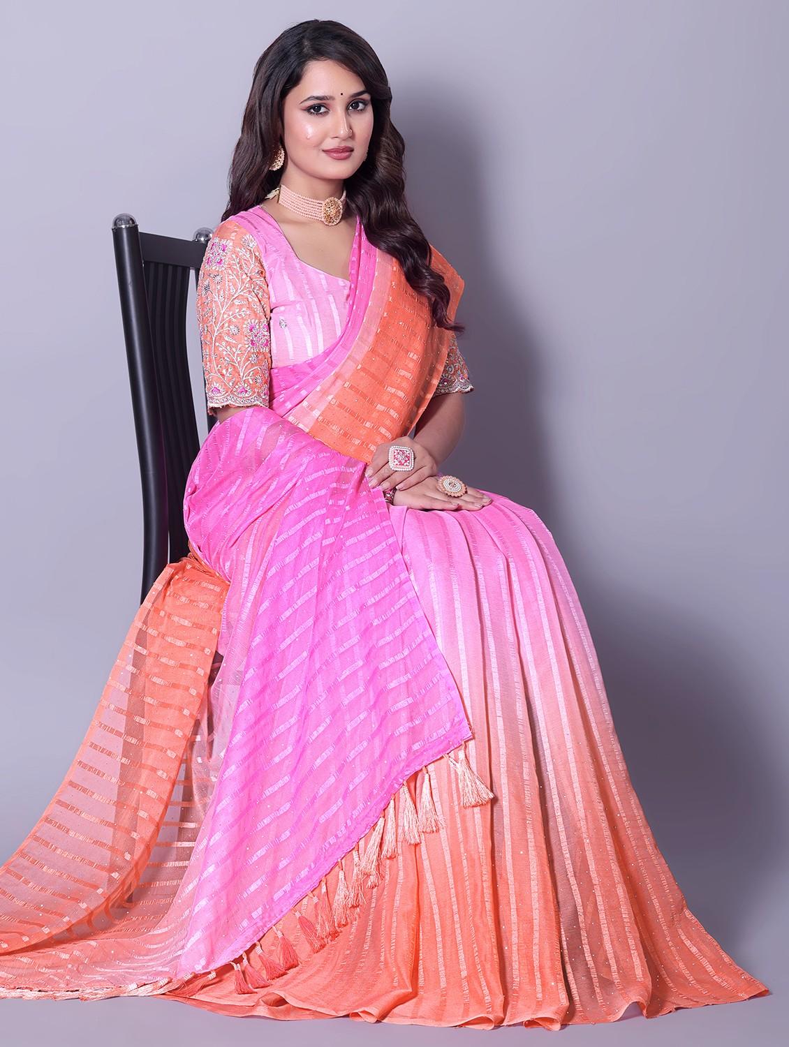 women ombre printed saree with blouse - 21962474 - Standard Image - 1