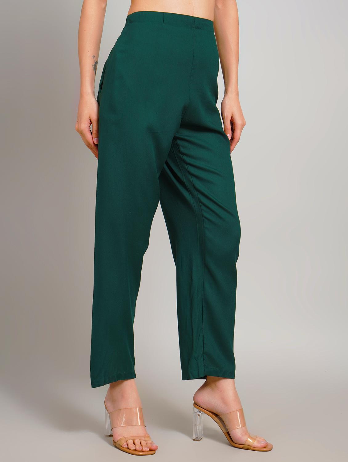 women solid high rise straight trouser - 21962489 - Standard Image - 1