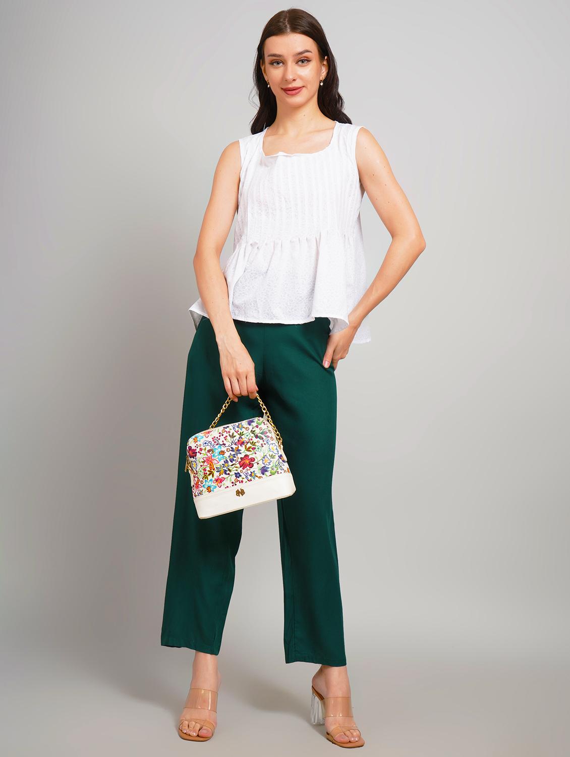 women solid high rise straight trouser - 21962489 - Standard Image - 4