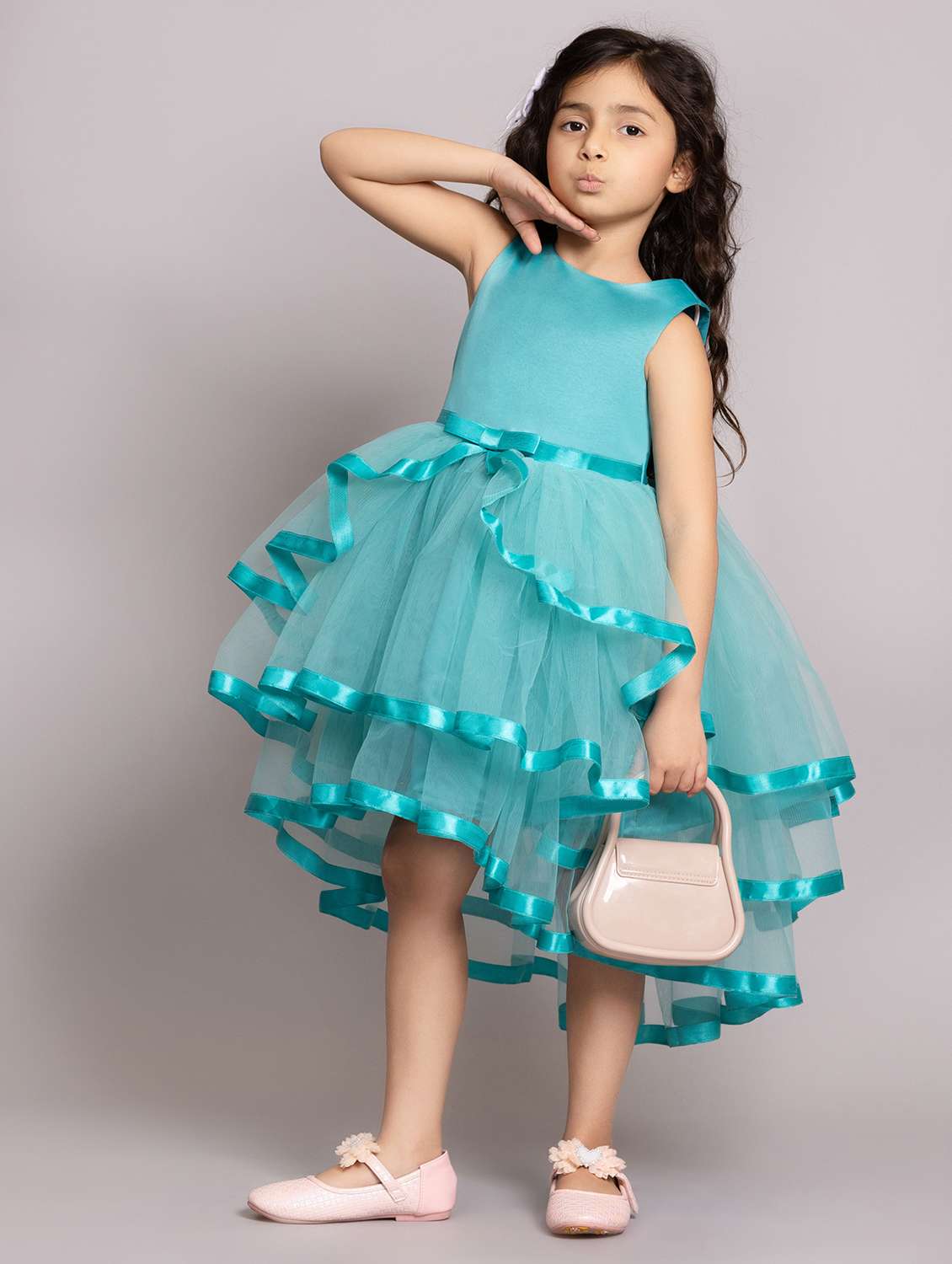 girls solid sleeveless high-low dress - 21962509 -  Standard Image - 1