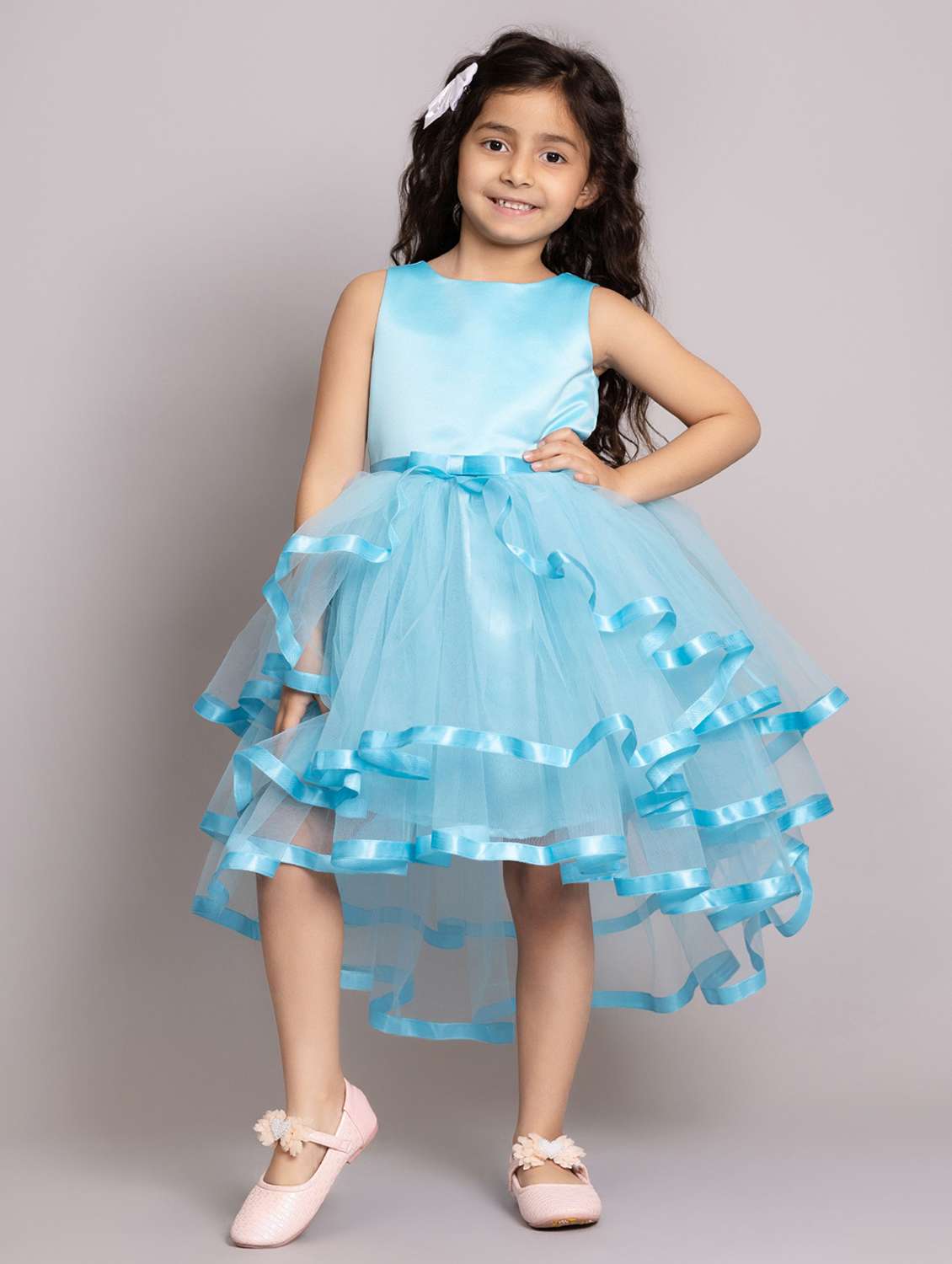 girls solid sleeveless high-low dress - 21962510 -  Standard Image - 1