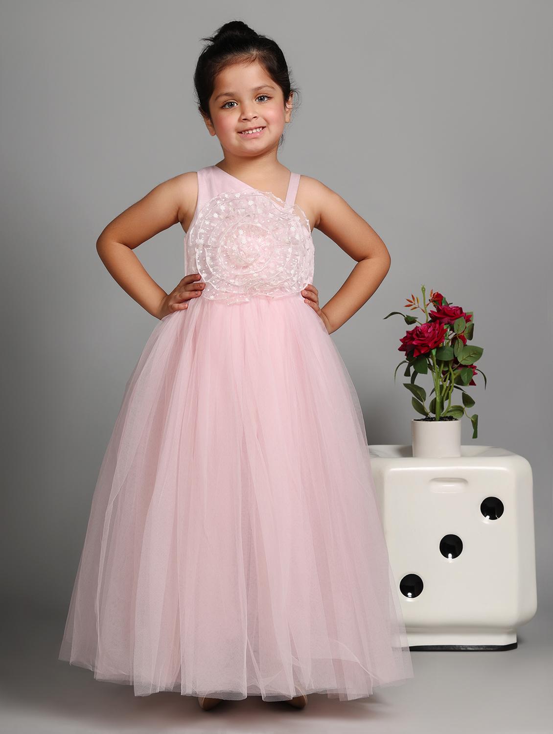 girls printed single shoulder fit & flare dress - 21962526 - Standard Image - 1