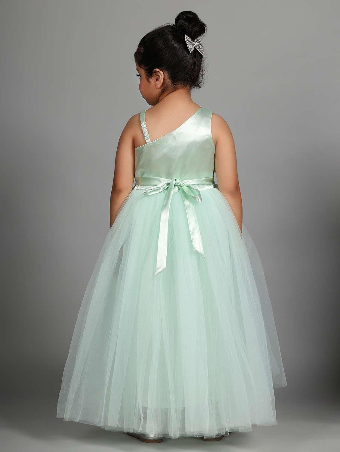 girls printed single shoulder fit & flare dress - 21962527 -  Standard Image - 4