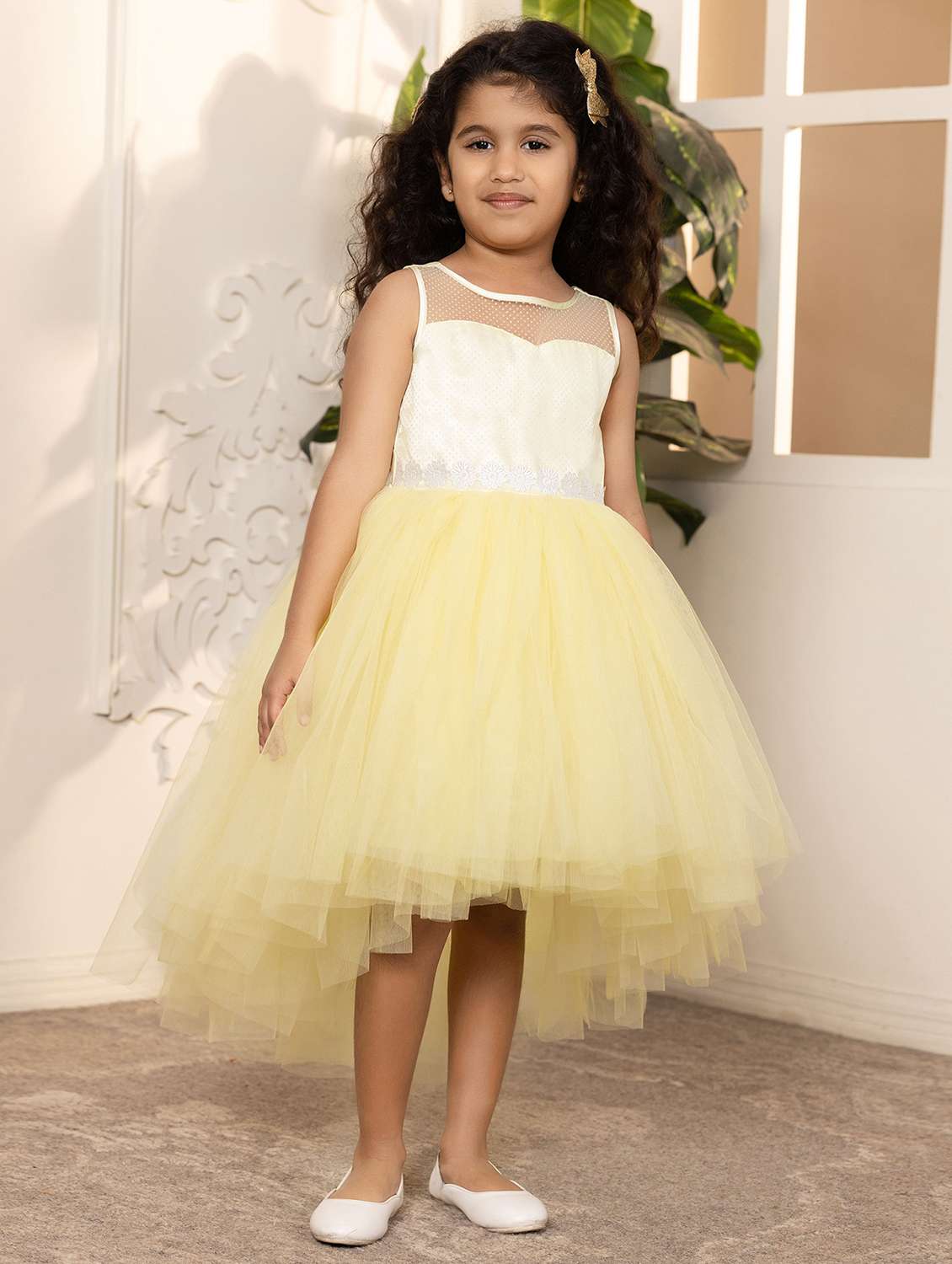 girls self designed sleeveless high low dress