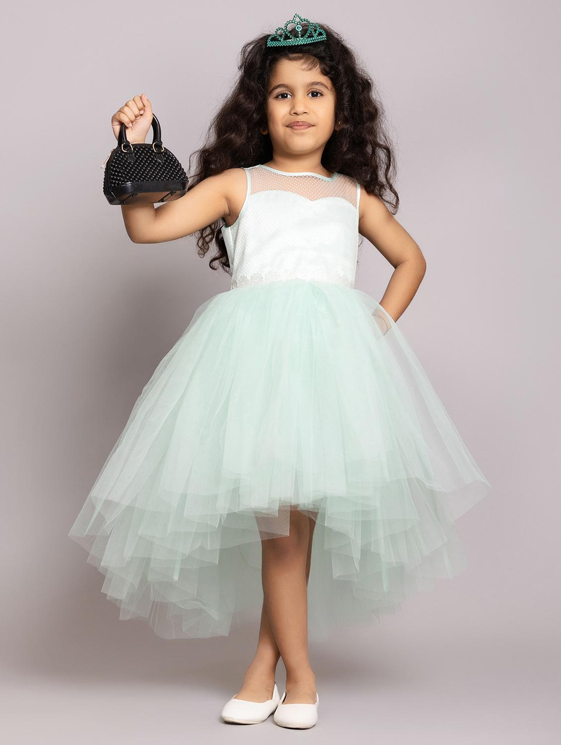 girls self designed sleeveless high low dress - 21962534 -  Standard Image - 1