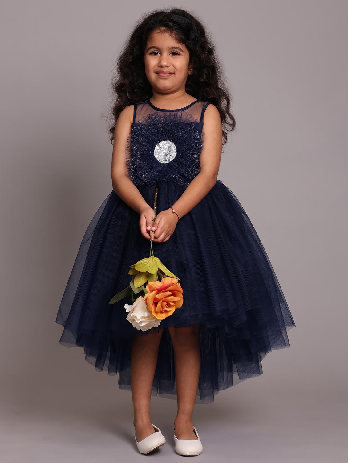 girls self designed sleeveless high low dress - 21962536 - Standard Image - 1