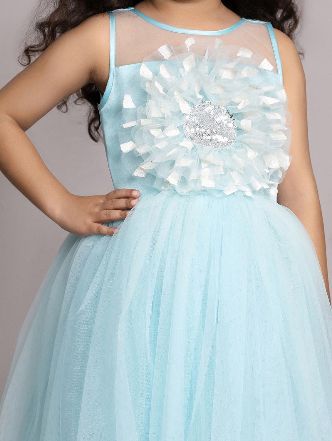 girls self designed sleeveless high low dress - 21962539 - Standard Image - 4