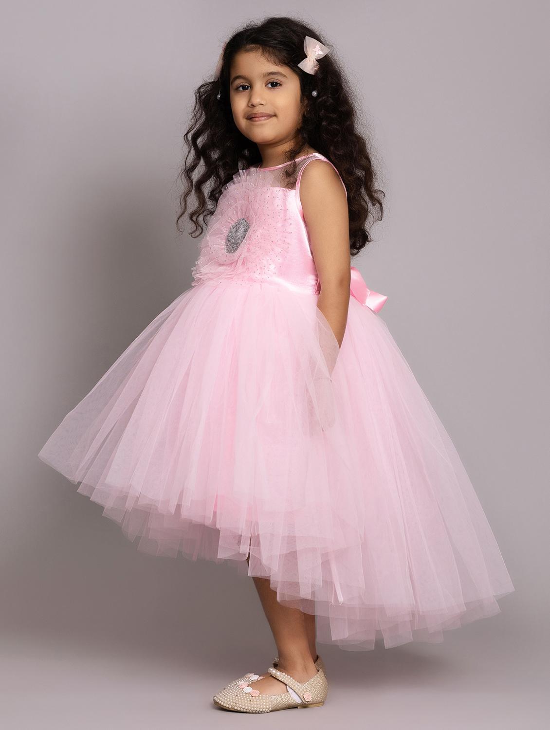 girls self designed sleeveless high low dress - 21962541 - Standard Image - 1