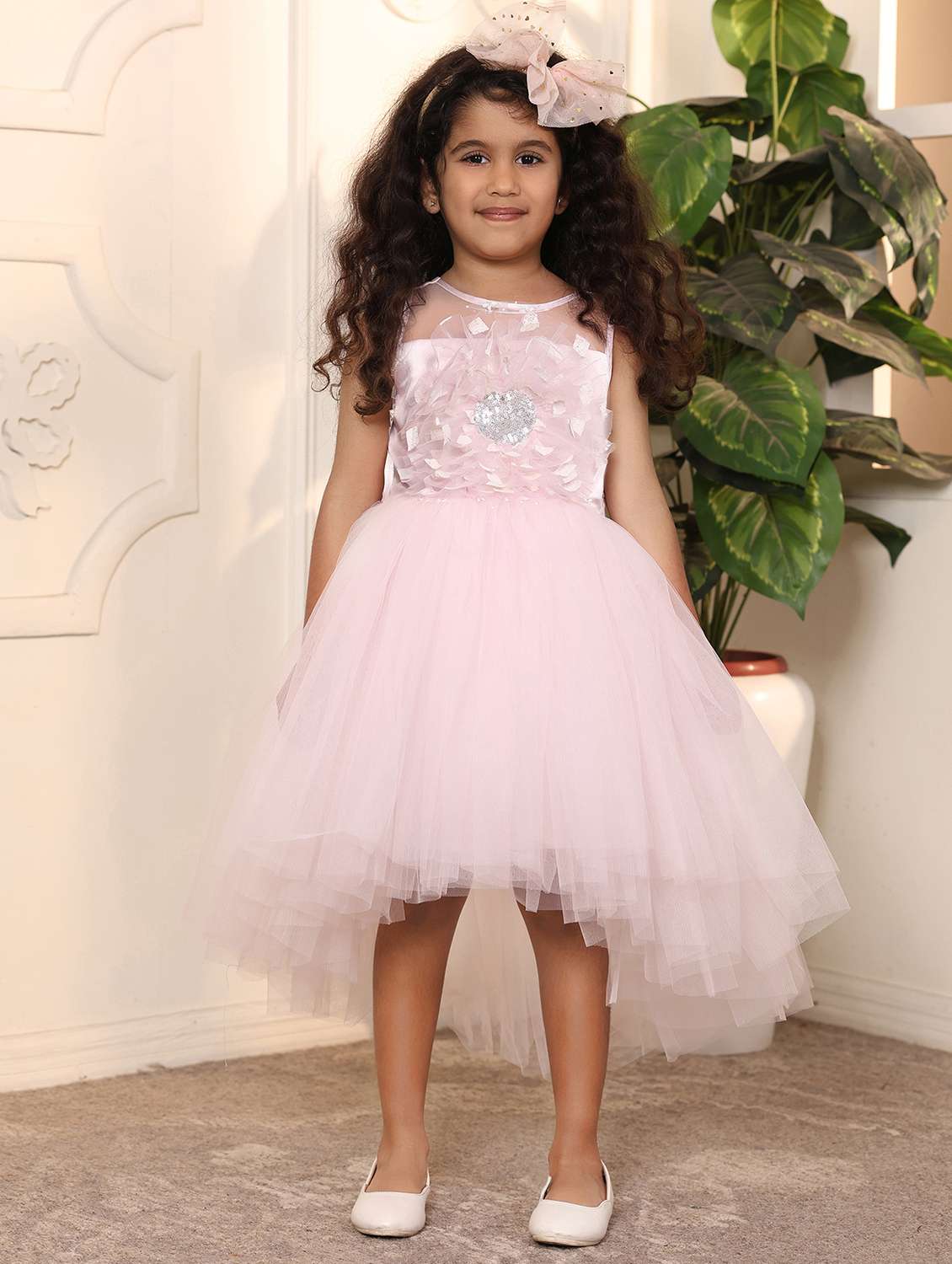 girls self designed sleeveless high low dress