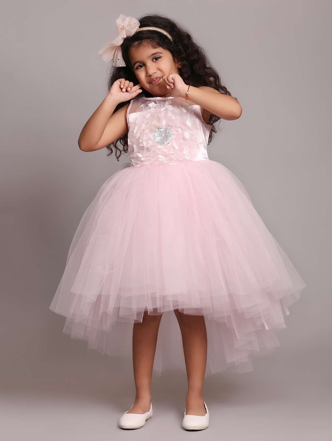 girls self designed sleeveless high low dress - 21962543 -  Standard Image - 1