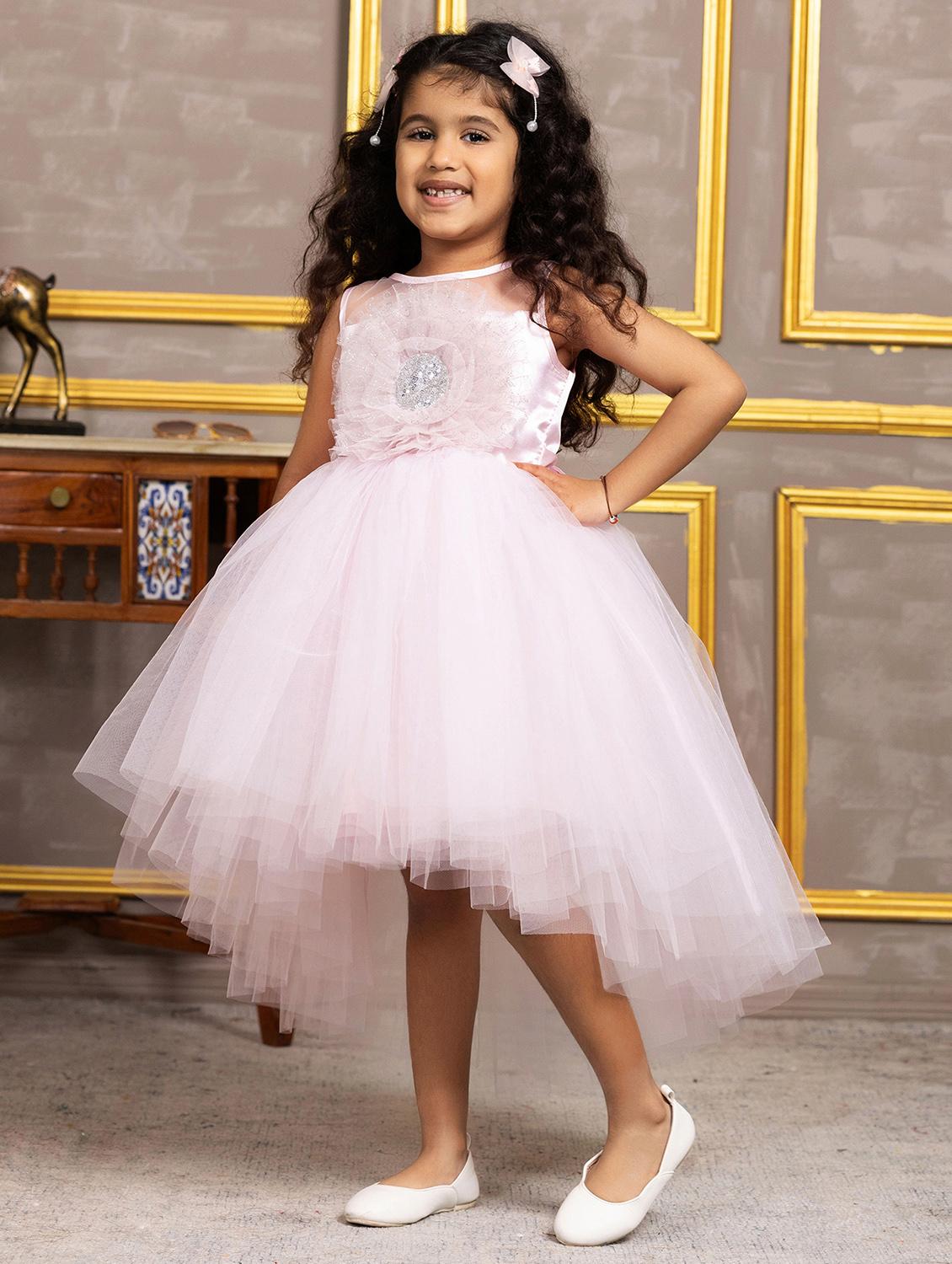 girls self designed sleeveless high low dress - 21962544 -  Zoom Image - 0