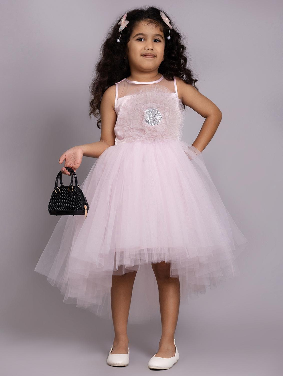 girls self designed sleeveless high low dress - 21962544 - Standard Image - 1
