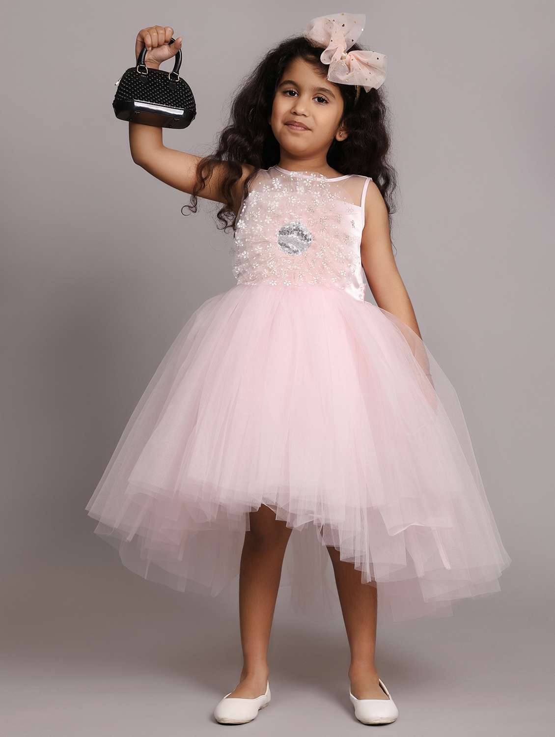 girls self designed sleeveless high low dress - 21962545 -  Standard Image - 1