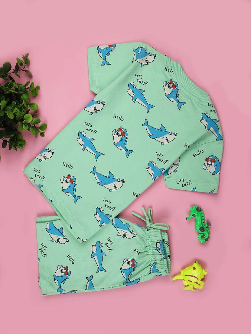 boys printed t-shirt and short co-ord set - 21962587 -  Standard Image - 1