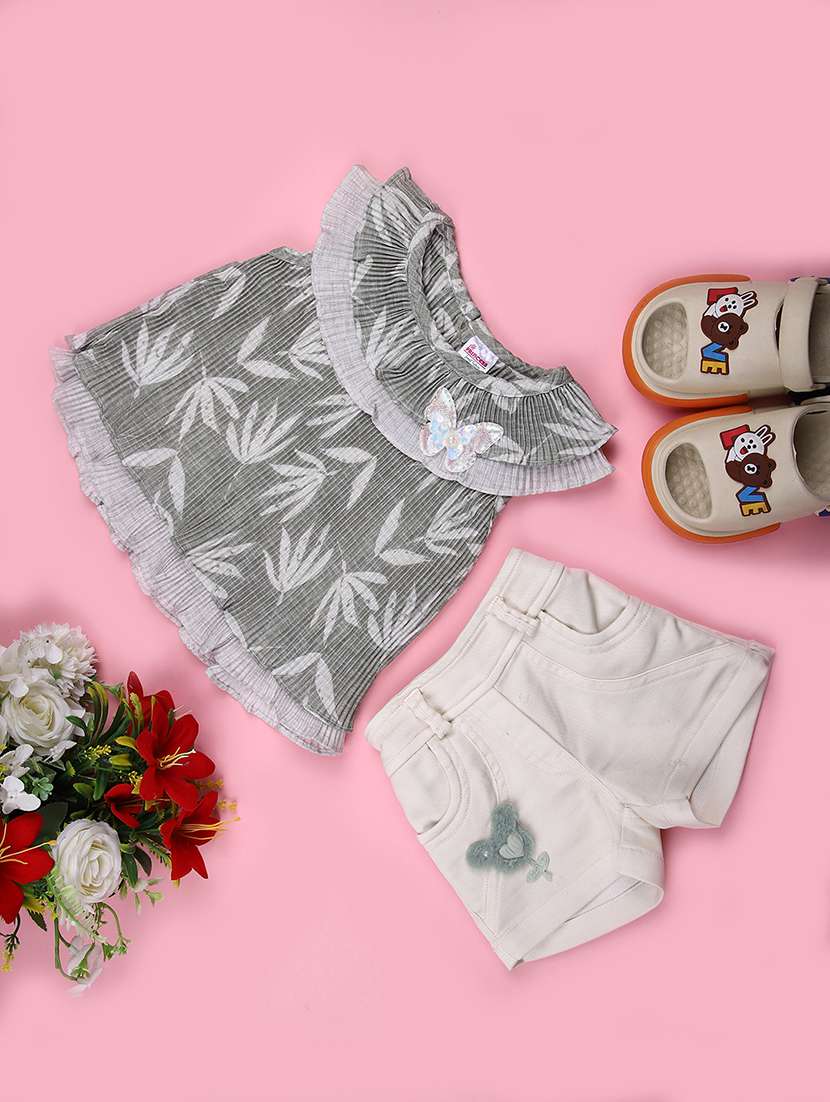 girls printed top and shorts set