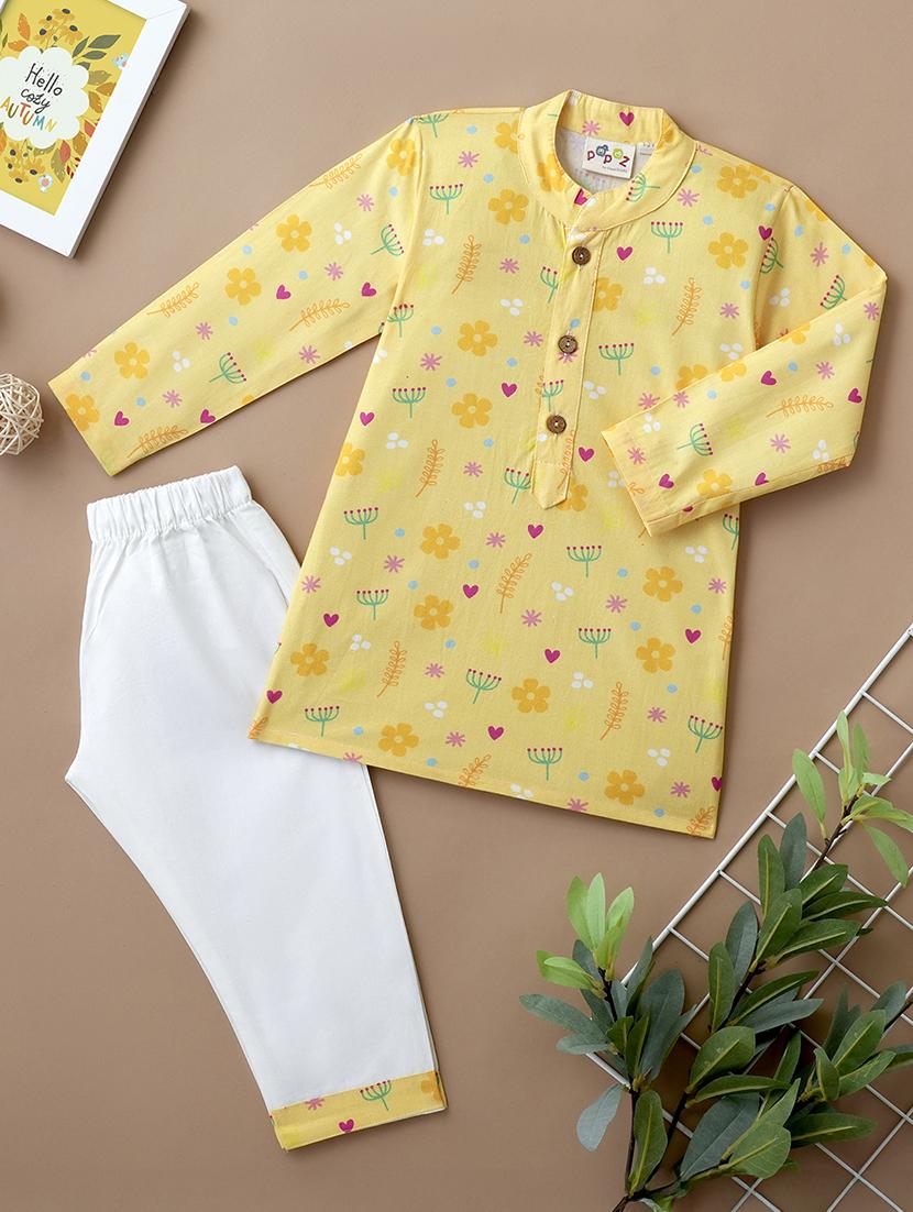 boys printed long sleeve kurta & pyjama set - 21962607 - Zoom Image - 0