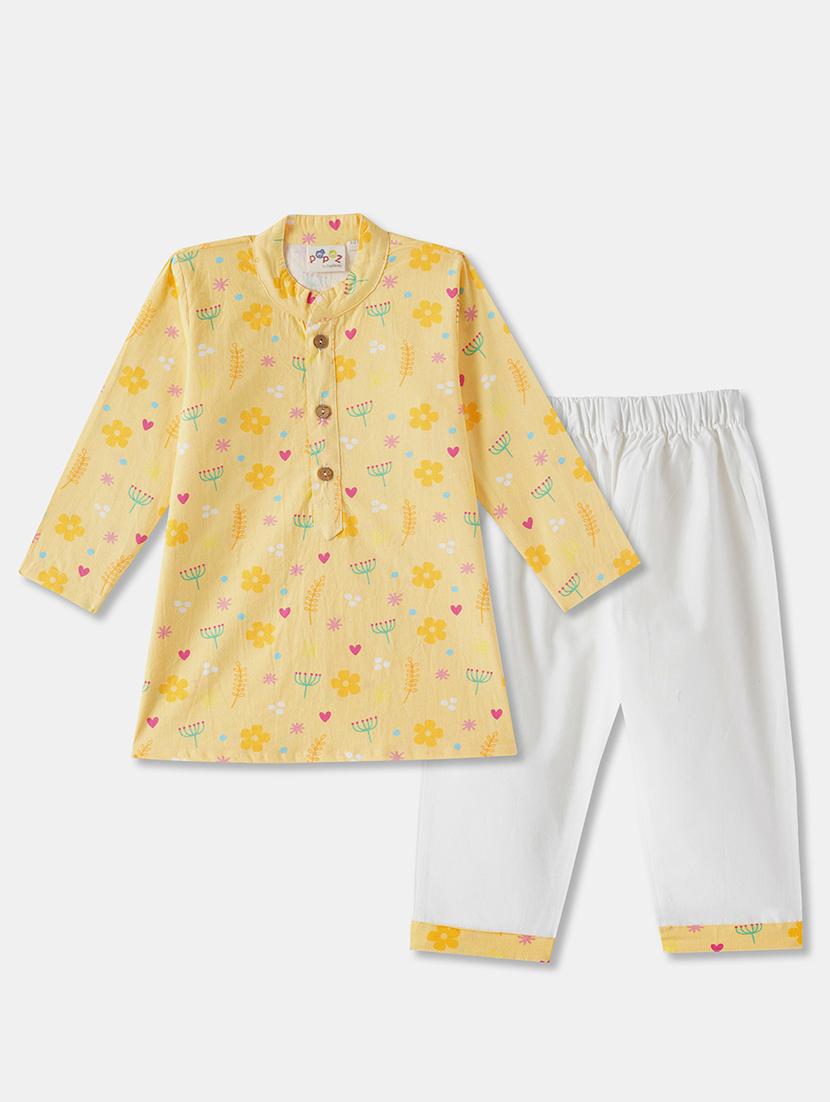 boys printed long sleeve kurta & pyjama set - 21962607 -  Standard Image - 1