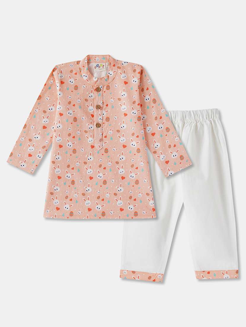 boys printed long sleeve kurta & pyjama set - 21962609 -  Standard Image - 1