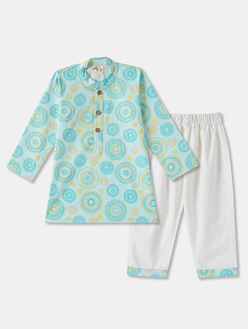 boys printed long sleeve kurta & pyjama set - 21962611 -  Standard Image - 1