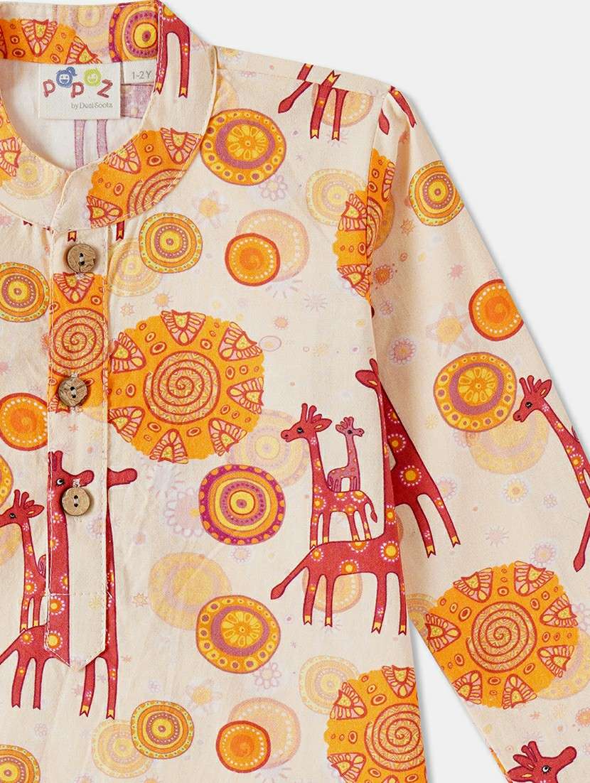 boys printed long sleeve kurta & pyjama set - 21962612 -  Standard Image - 4