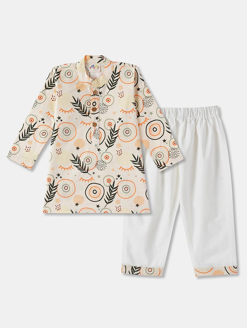 boys printed long sleeve kurta & pyjama set - 21962613 -  Standard Image - 1