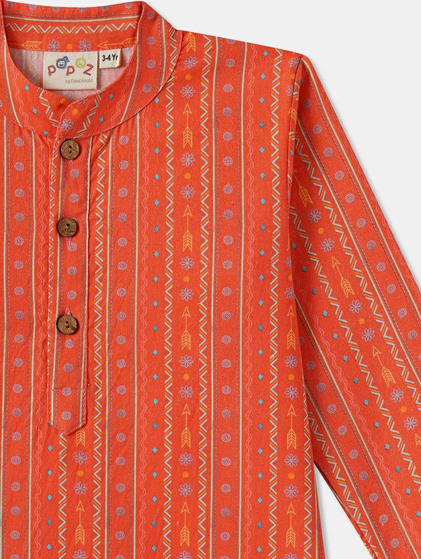 boys printed long sleeve kurta & pyjama set - 21962615 -  Standard Image - 4