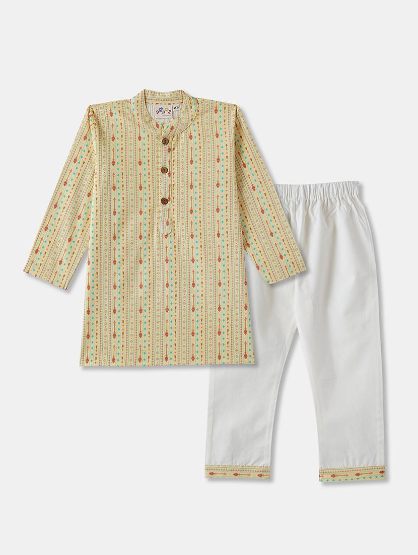 boys printed long sleeve kurta & pyjama set - 21962616 -  Standard Image - 1