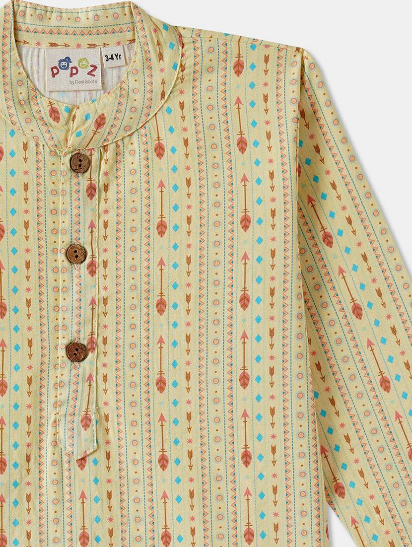 boys printed long sleeve kurta & pyjama set - 21962616 - Standard Image - 4