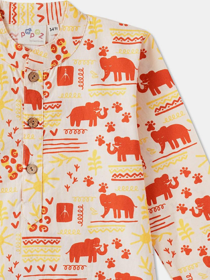 boys printed long sleeve kurta & pyjama set - 21962617 - Standard Image - 4