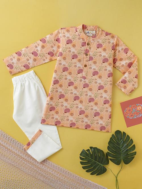 boys printed long sleeve kurta & pyjama set - 21962618 -  Standard Image - 0