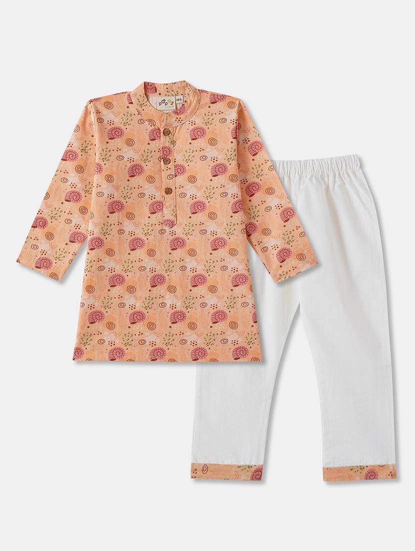 boys printed long sleeve kurta & pyjama set - 21962618 -  Standard Image - 1