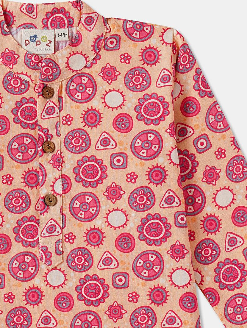 boys printed long sleeve kurta & pyjama set - 21962619 - Standard Image - 4