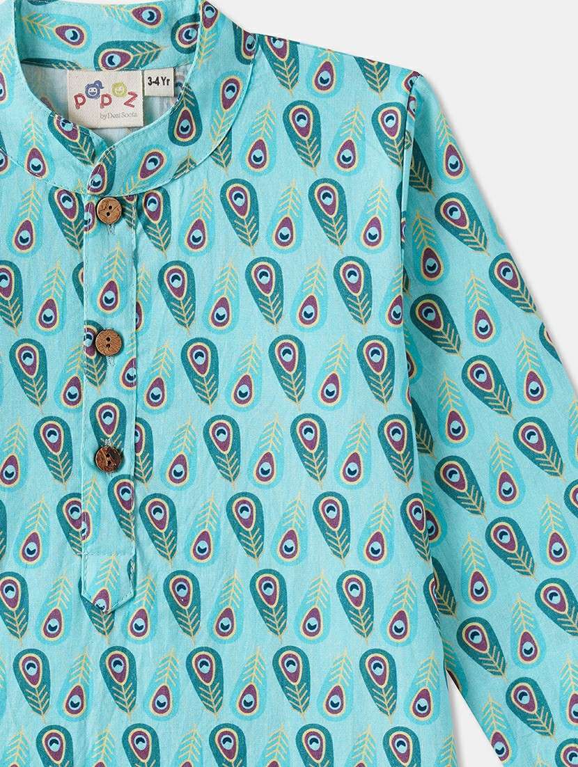 boys printed long sleeve kurta & pyjama set - 21962620 -  Standard Image - 4